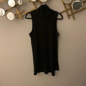 Long High Neck Sleeveless Top with Side Slits